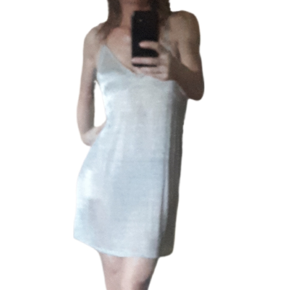 Zara Metallic Silver Mini Slip Dress